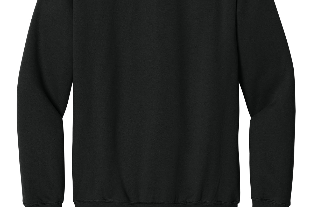 Black Gildan crewneck sweatshirt, blank back view
