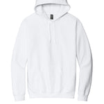 White Gildan hoodie, blank front view