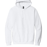 White Gildan hoodie, blank front view