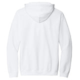 White Gildan hoodie, blank back view