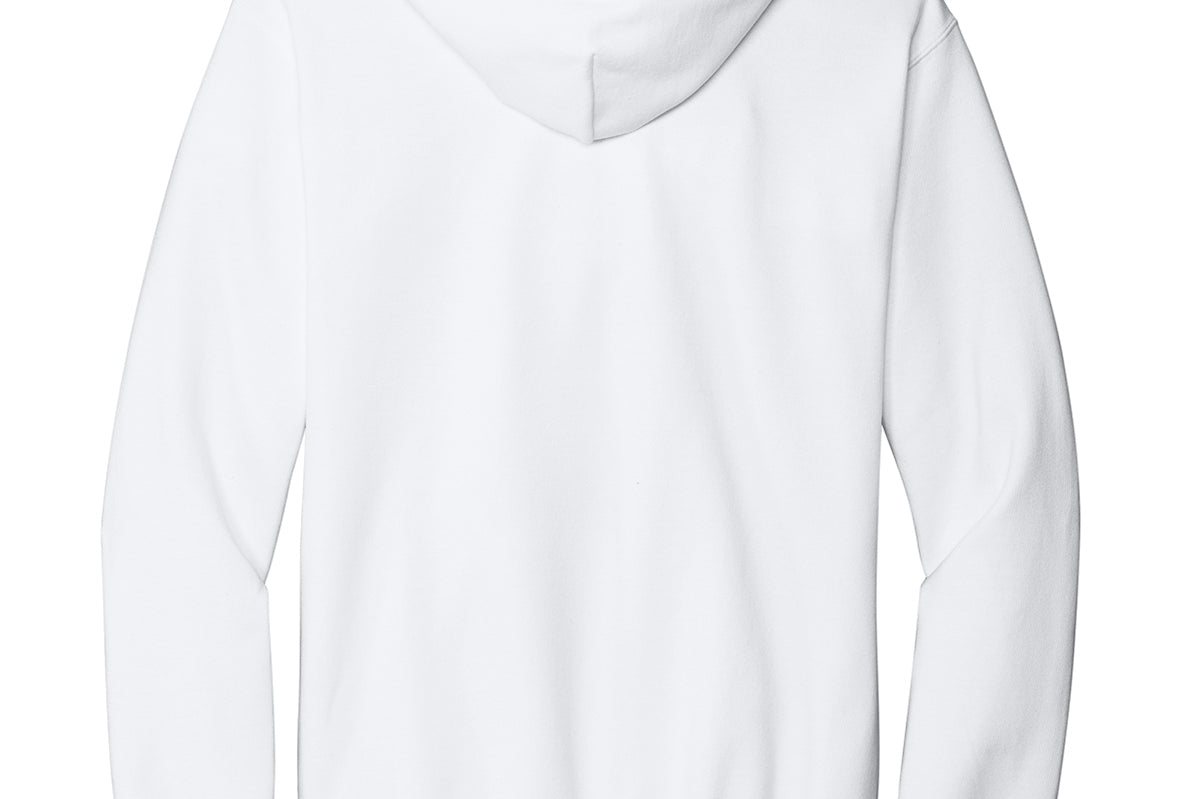 White Gildan hoodie, blank back view