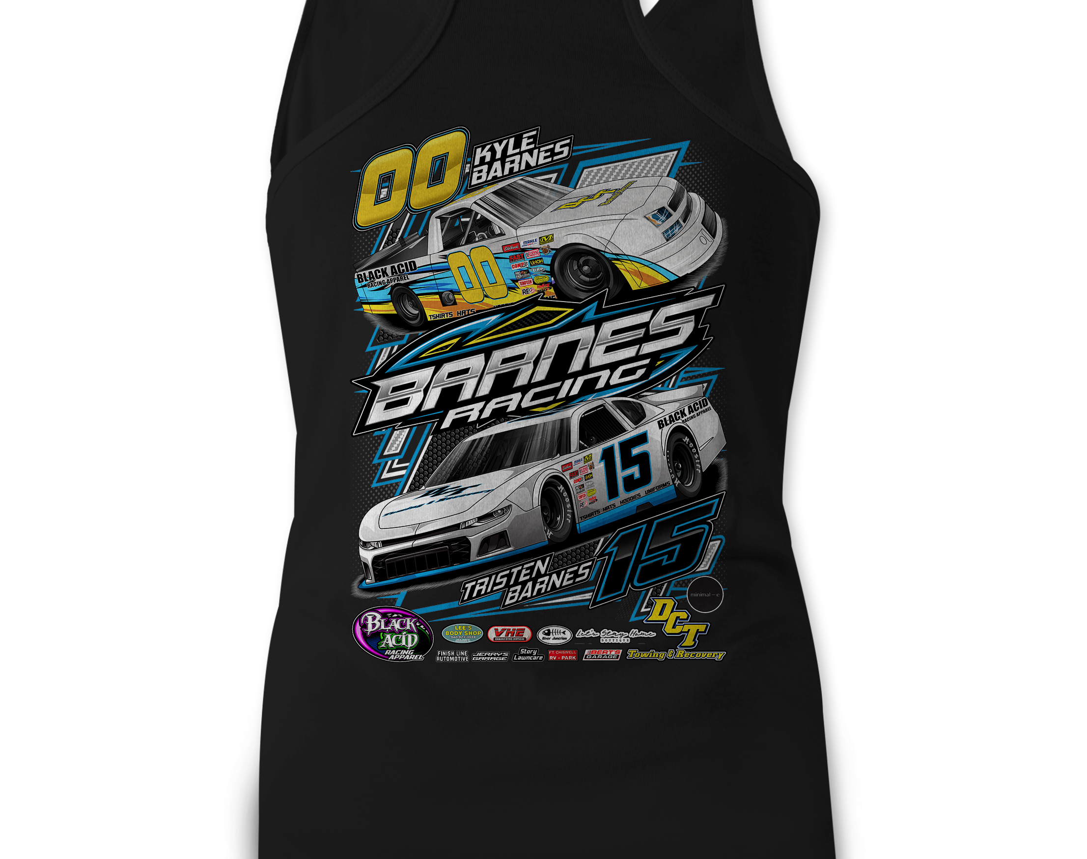 Barnes Racing Tank Tops Black Acid Apparel