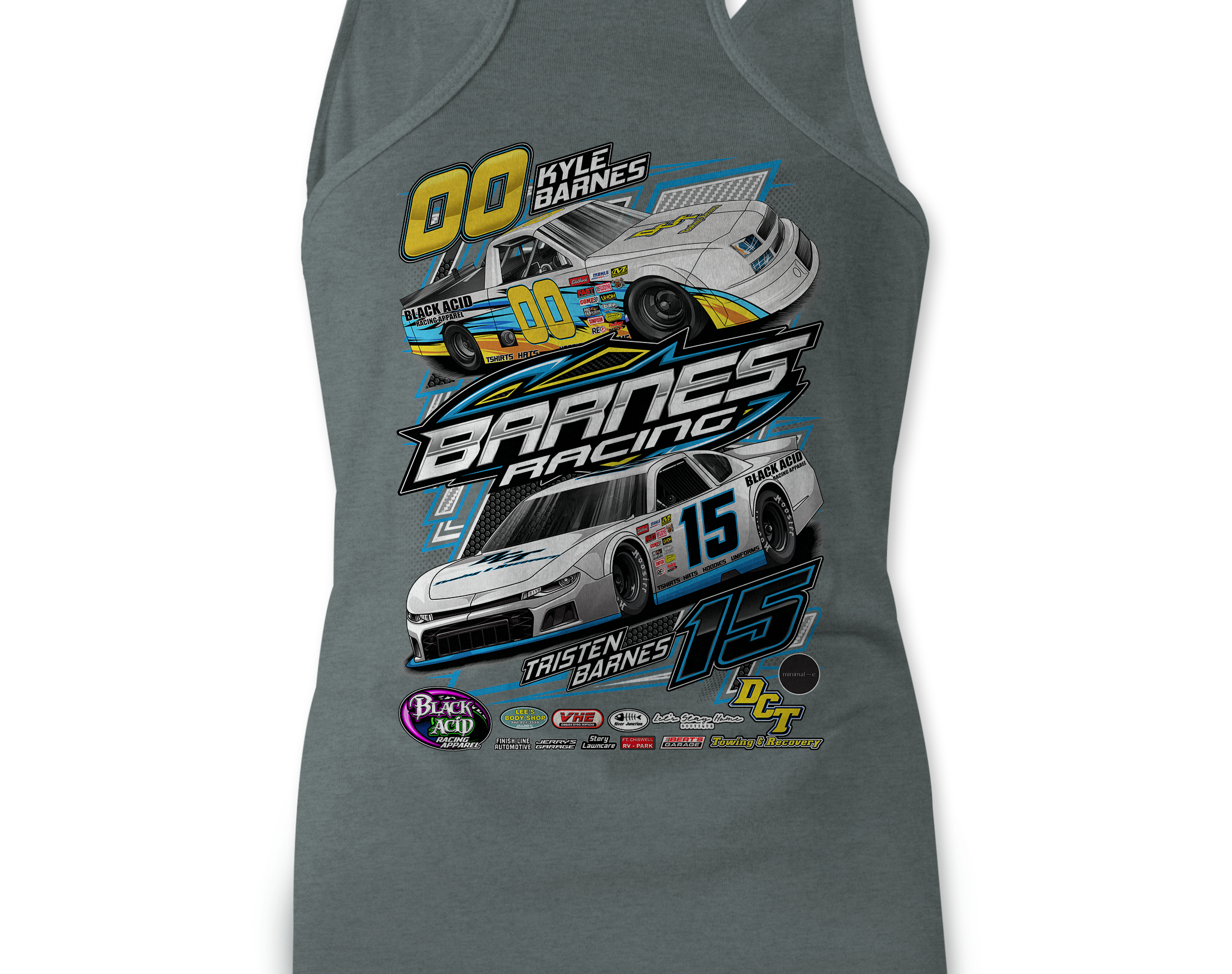 Barnes Racing Tank Tops Black Acid Apparel