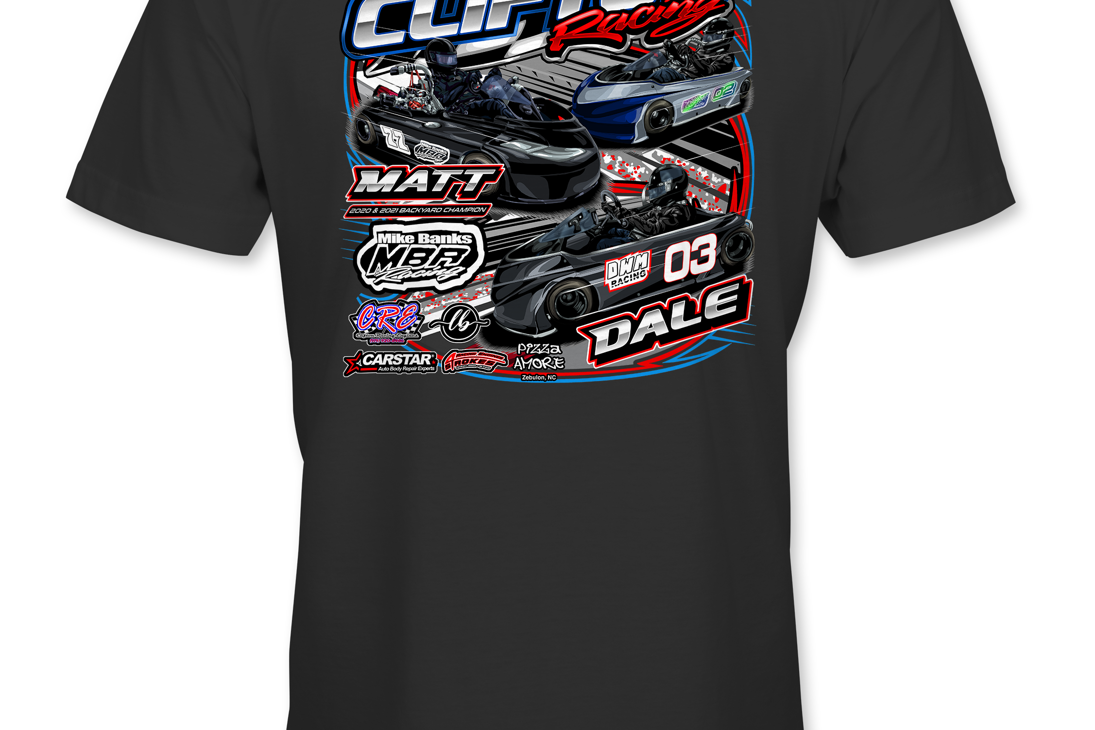 Clifton Racing T-Shirts Black Acid Apparel
