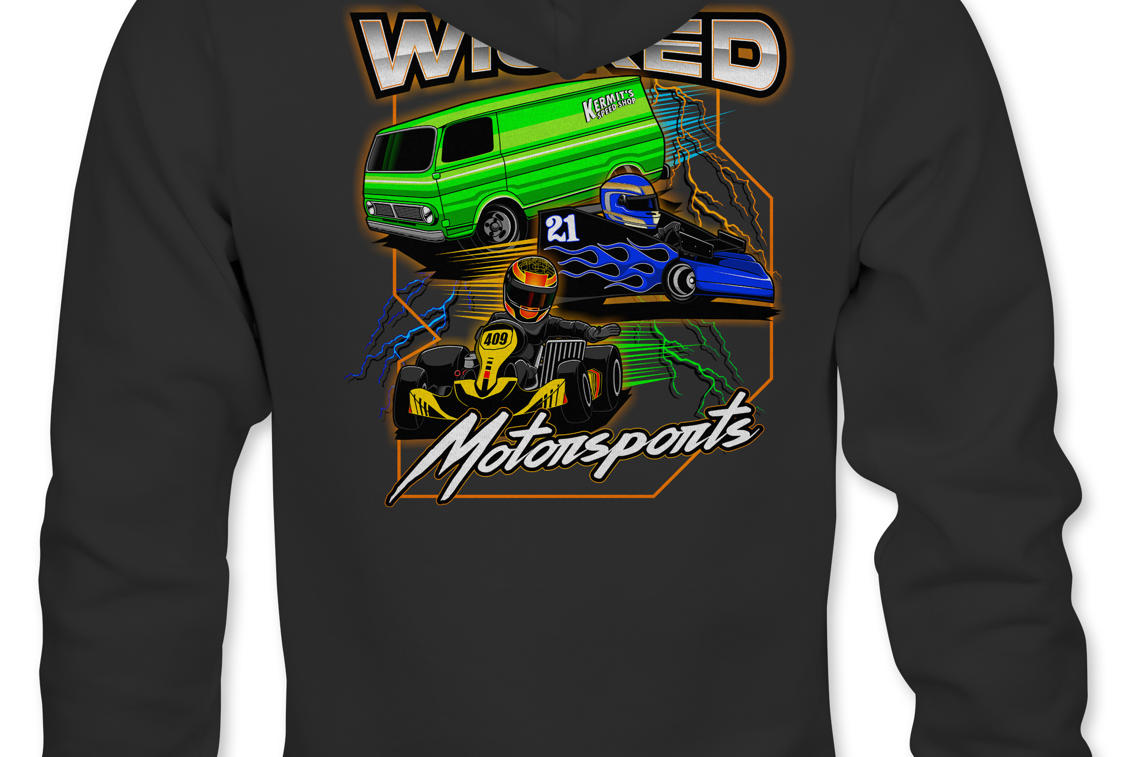Wicked Motorsports Hoodies Black Acid Apparel