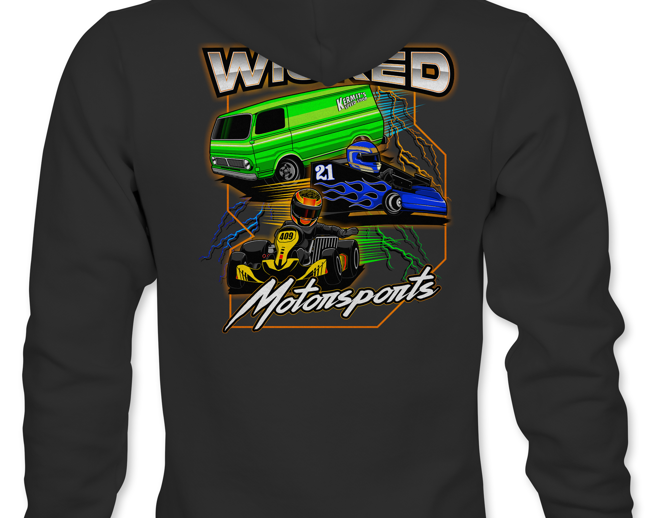 Wicked Motorsports Hoodies Black Acid Apparel