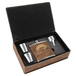 Laserable Leatherette Flask Gift Box Sets Black Acid Apparel
