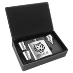 Laserable Leatherette Flask Gift Box Sets Black Acid Apparel