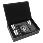 Laserable Leatherette Flask Gift Box Sets Black Acid Apparel
