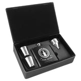 Laserable Leatherette Flask Gift Box Sets Black Acid Apparel