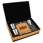 Laserable Leatherette Flask Gift Box Sets Black Acid Apparel