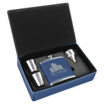 Laserable Leatherette Flask Gift Box Sets Black Acid Apparel