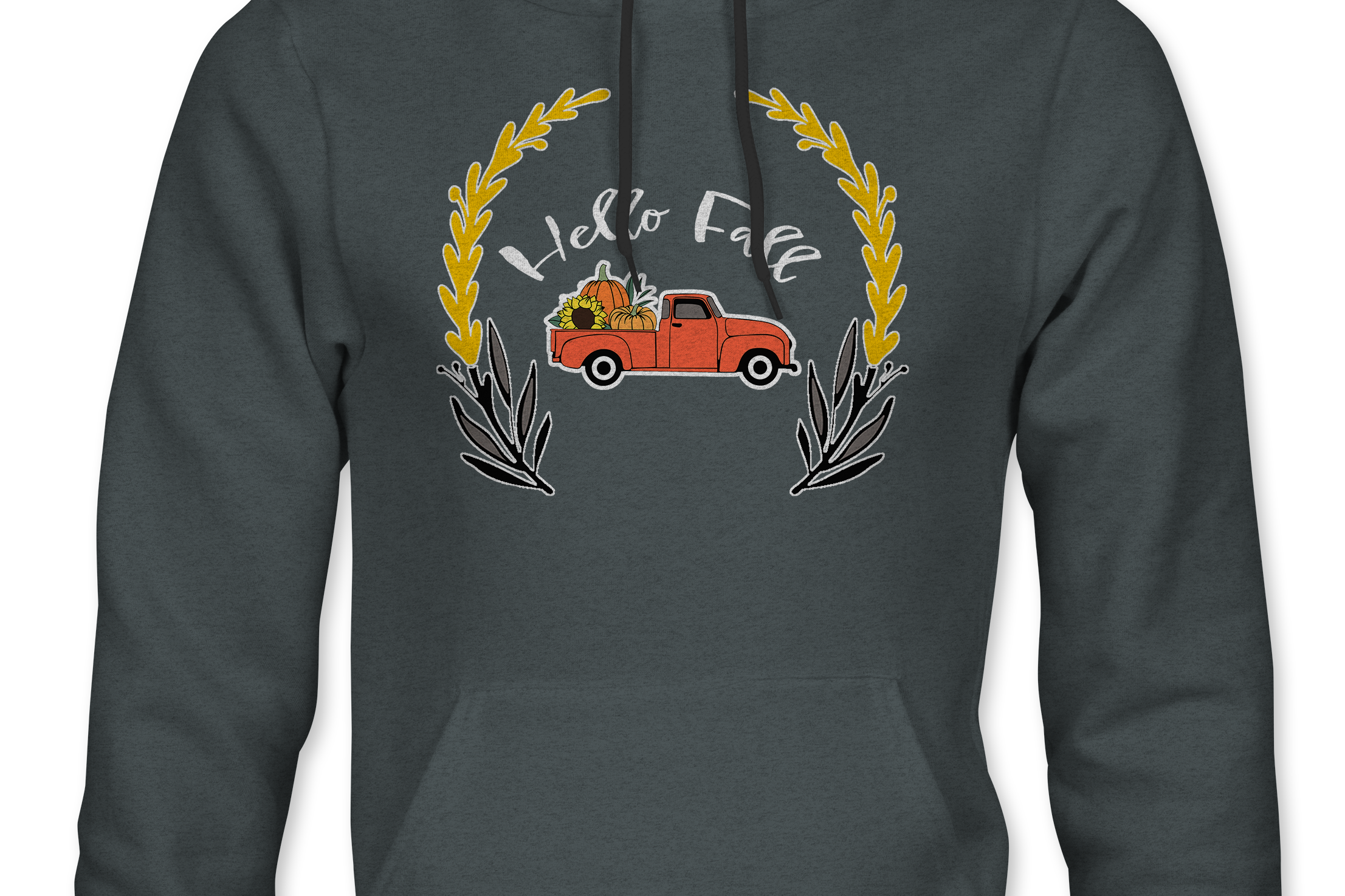 Hello Fall Hoodie Black Acid Apparel