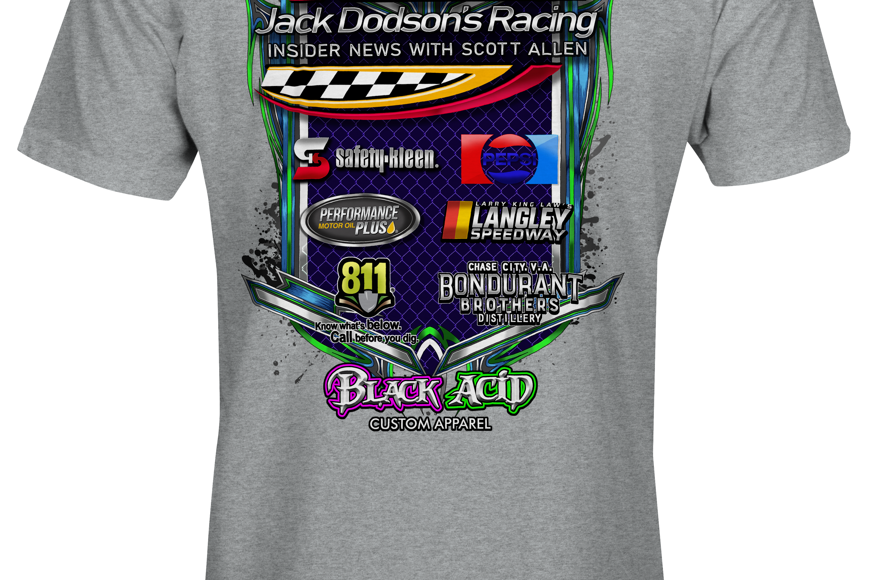 Jack Dodson's Racing Insider News T-Shirts Black Acid Apparel