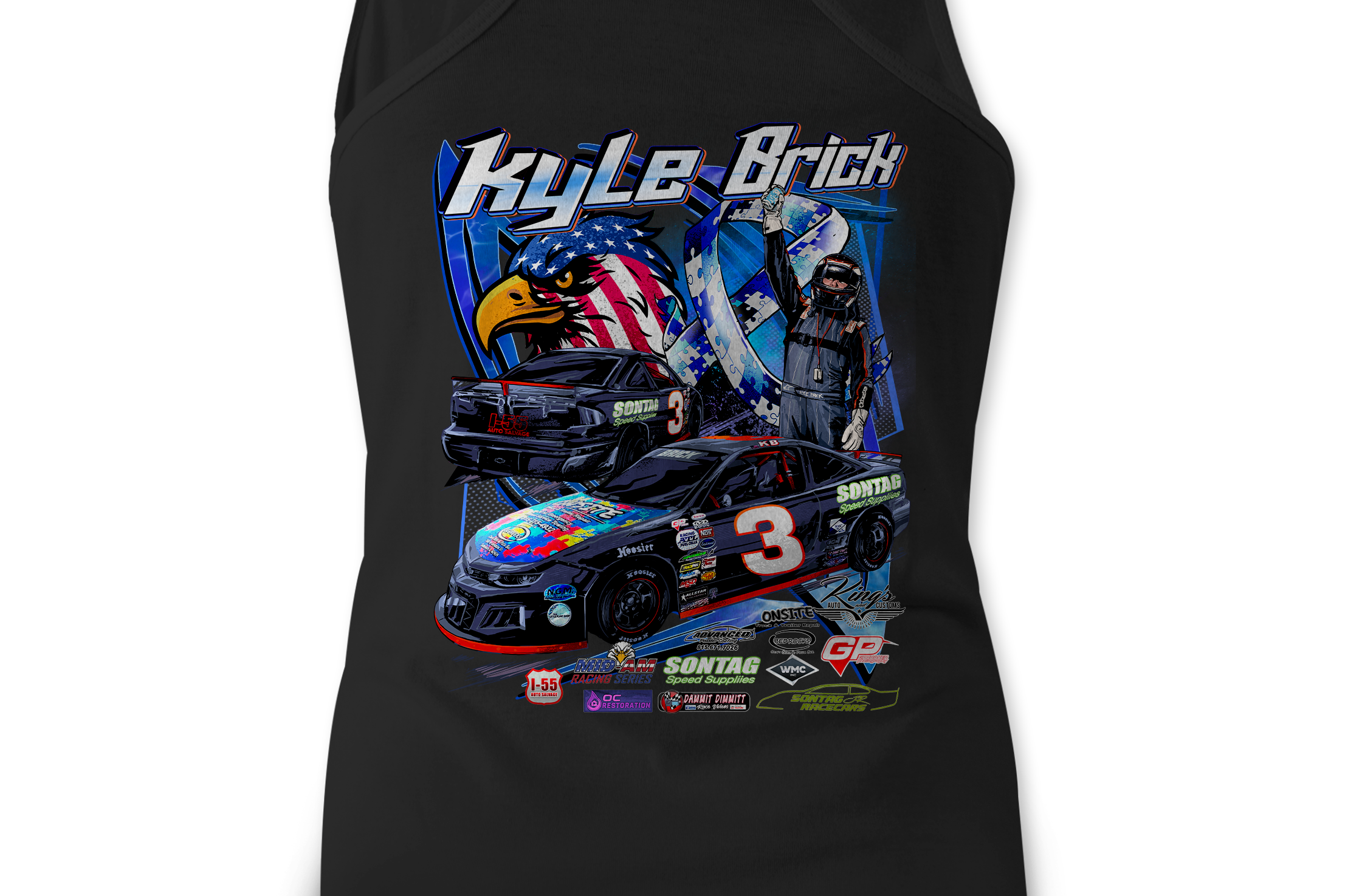 Kyle Brick Tank Tops Black Acid Apparel