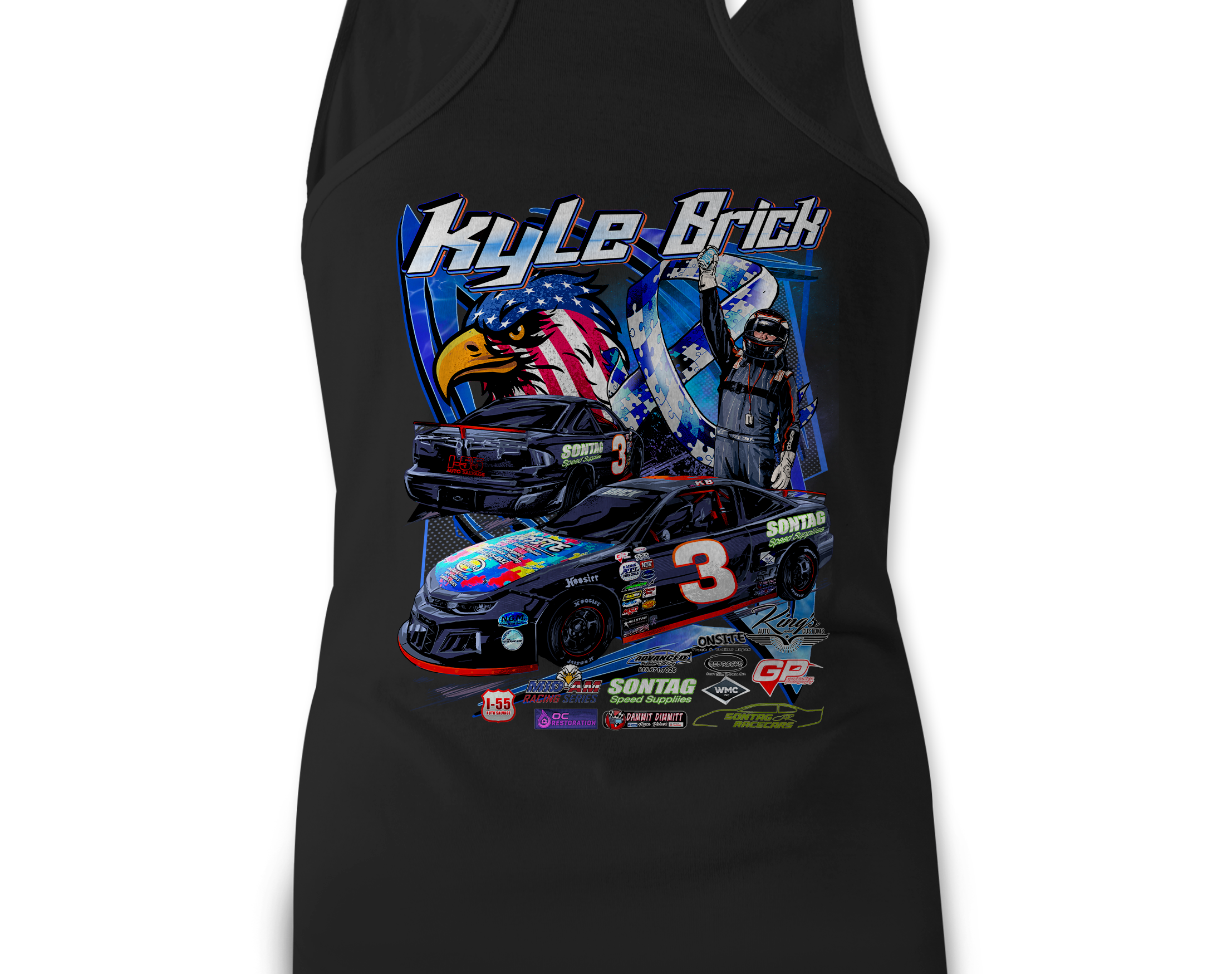 Kyle Brick Tank Tops Black Acid Apparel