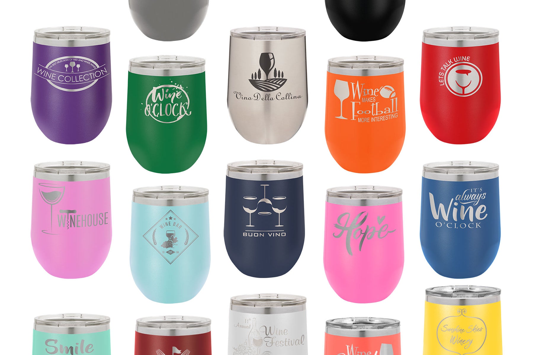 Polar Camel Stemless Wine Tumblers - L Series Black Acid Apparel