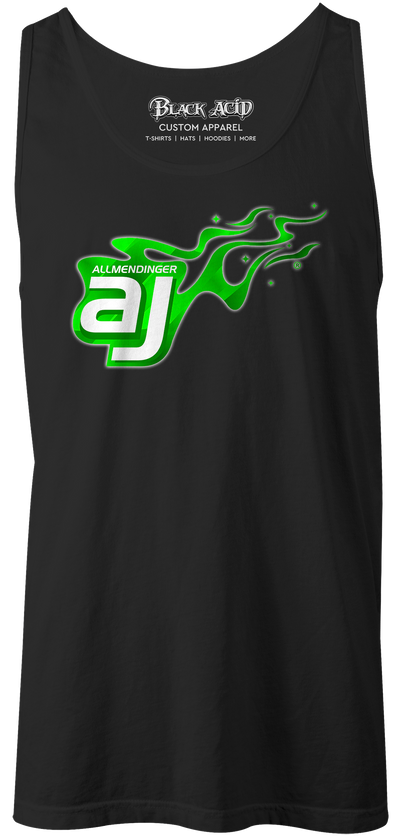 AJ Allmendinger - Men's Tank Green Flame Logo