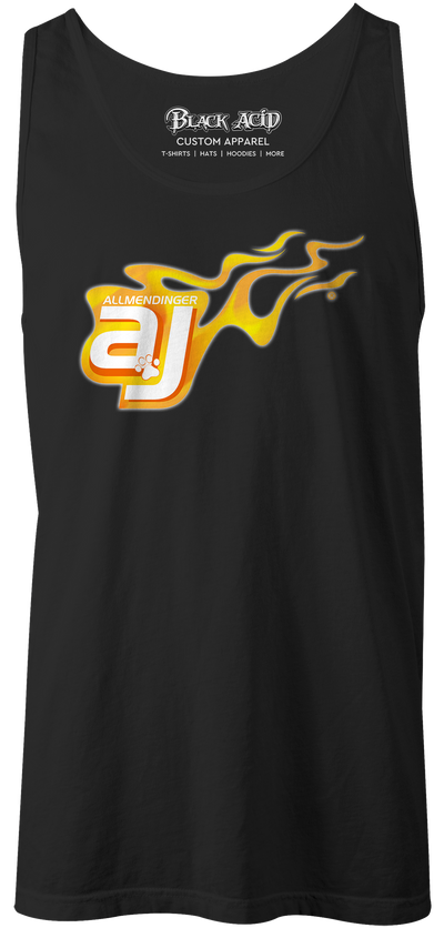 AJ Allmendinger - Men's Tank Orange Flame Logo Black Acid Apparel