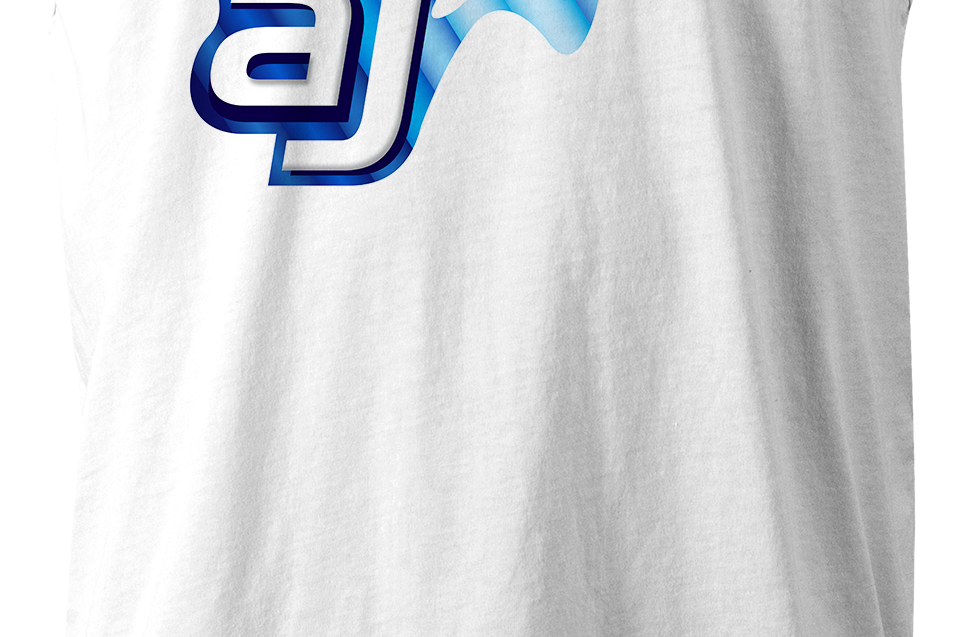 AJ Allmendinger - Men's Tank Blue Flame Logo Black Acid Apparel