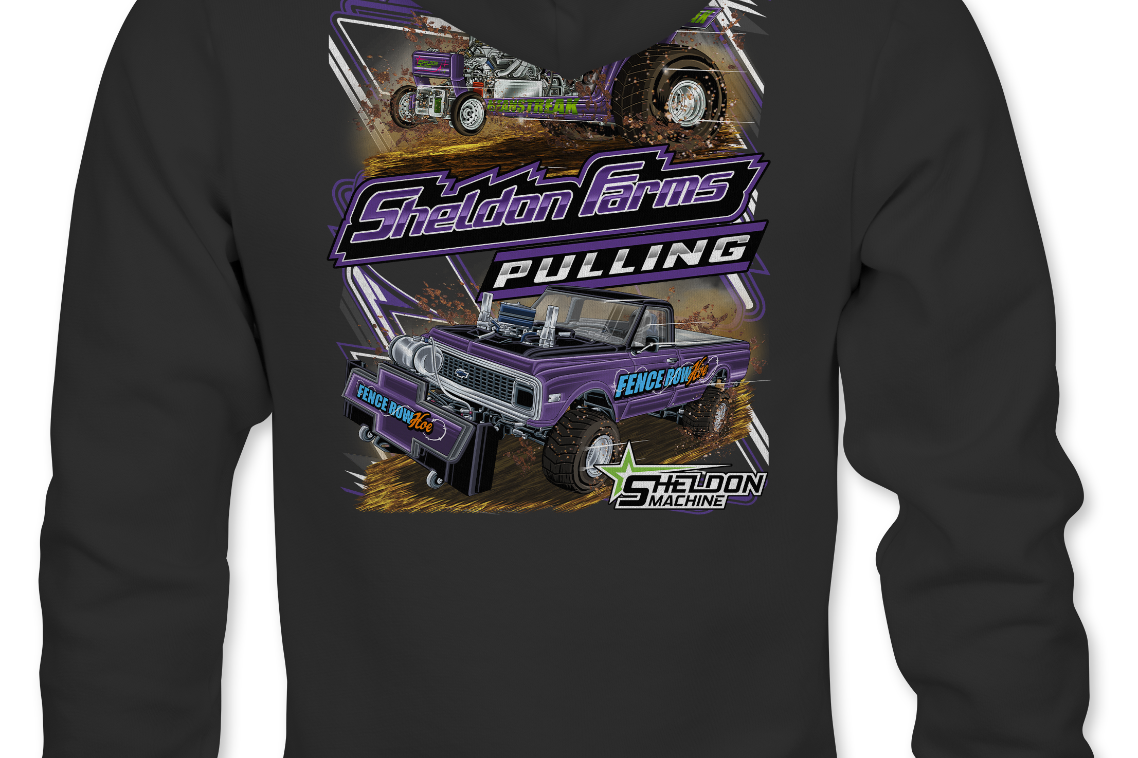 Sheldon Farms Pulling Hoodies Black Acid Apparel