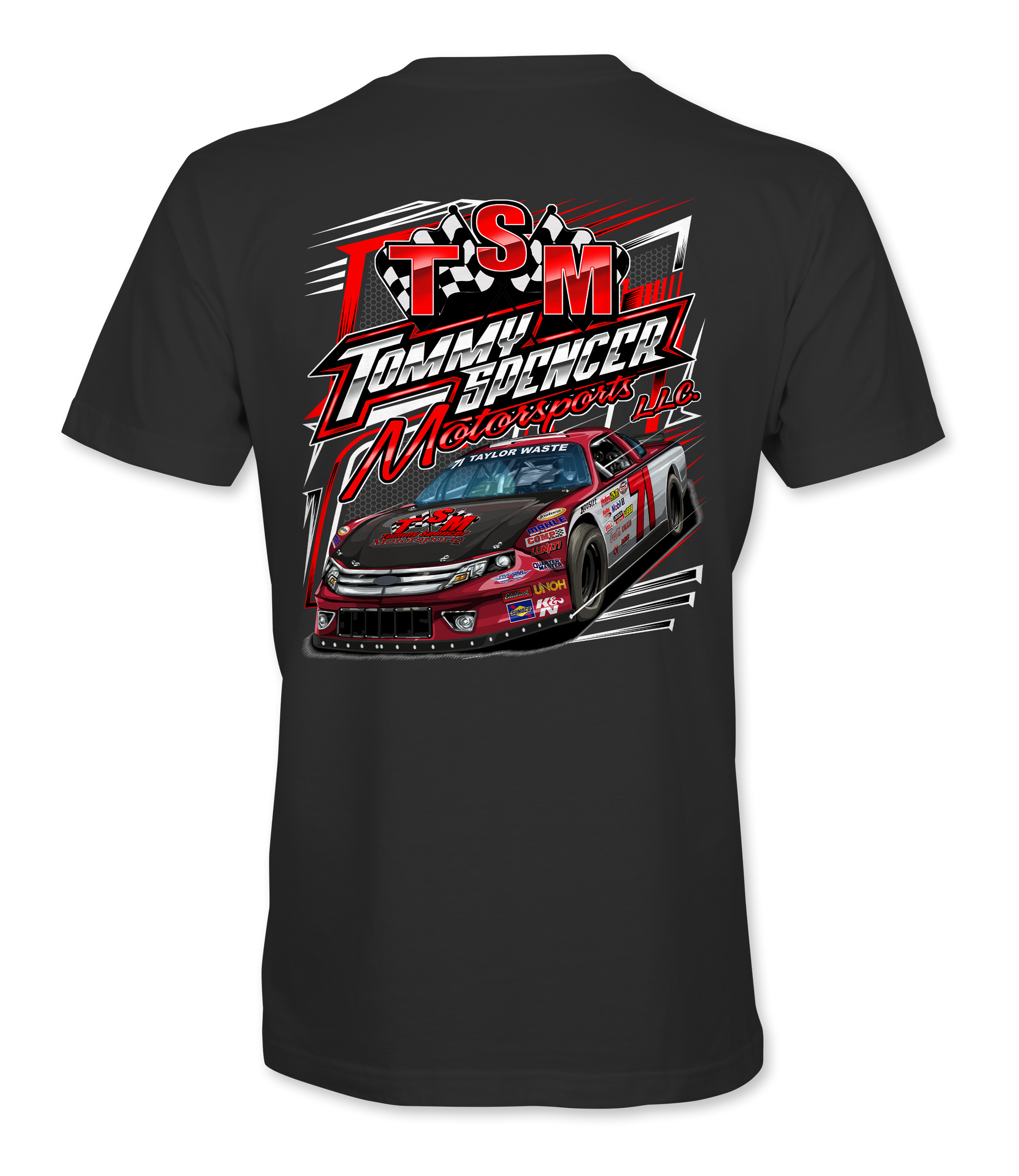 Tommy Spencer Motorsports T-Shirts Design #1 Black Acid Apparel