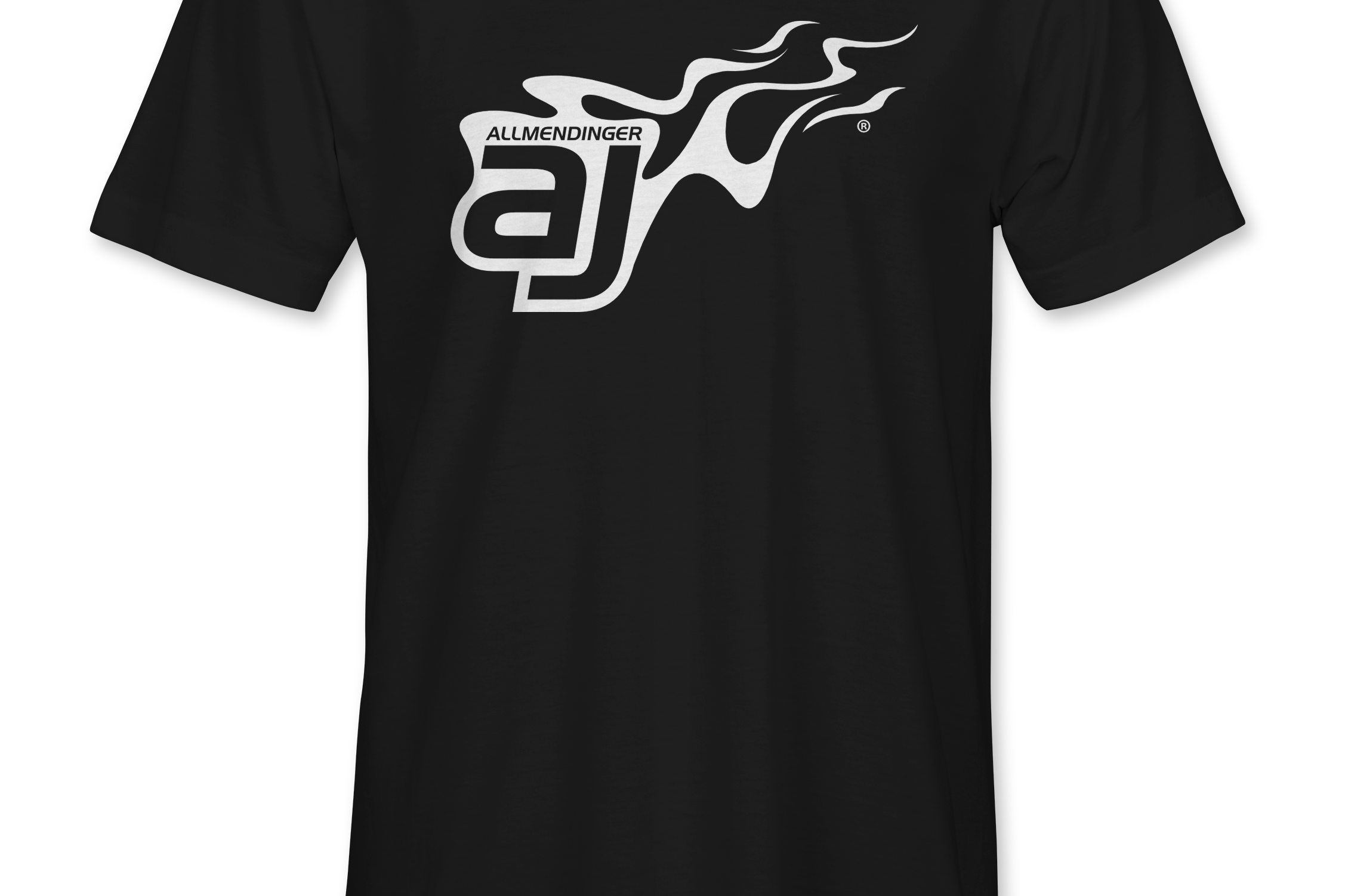 AJ Allmendinger - Basic Tee White Flame Logo Black Acid Apparel