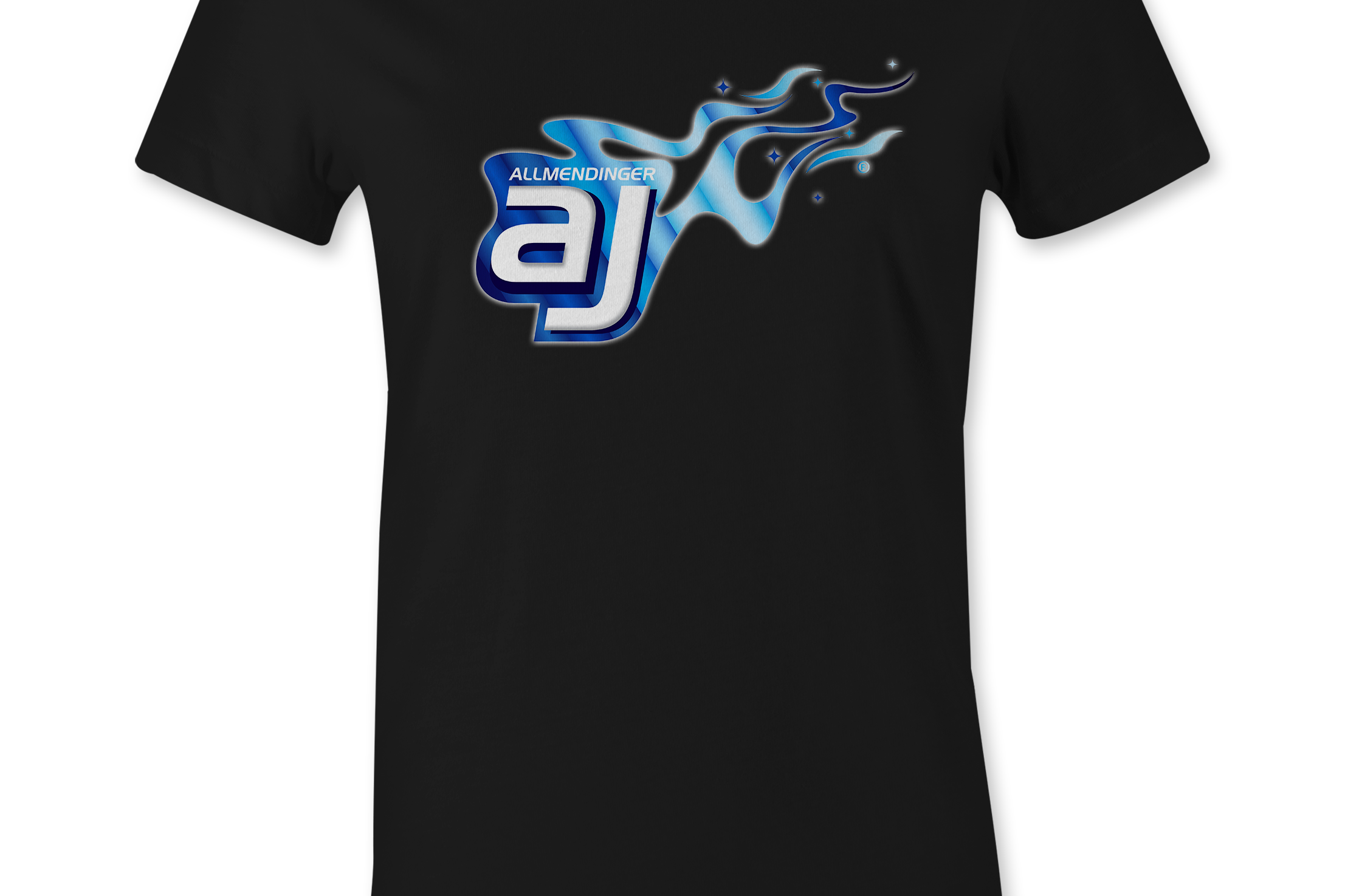 AJ Allmendinger - Women's Basic Tee Blue Flame Logo Black Acid Apparel