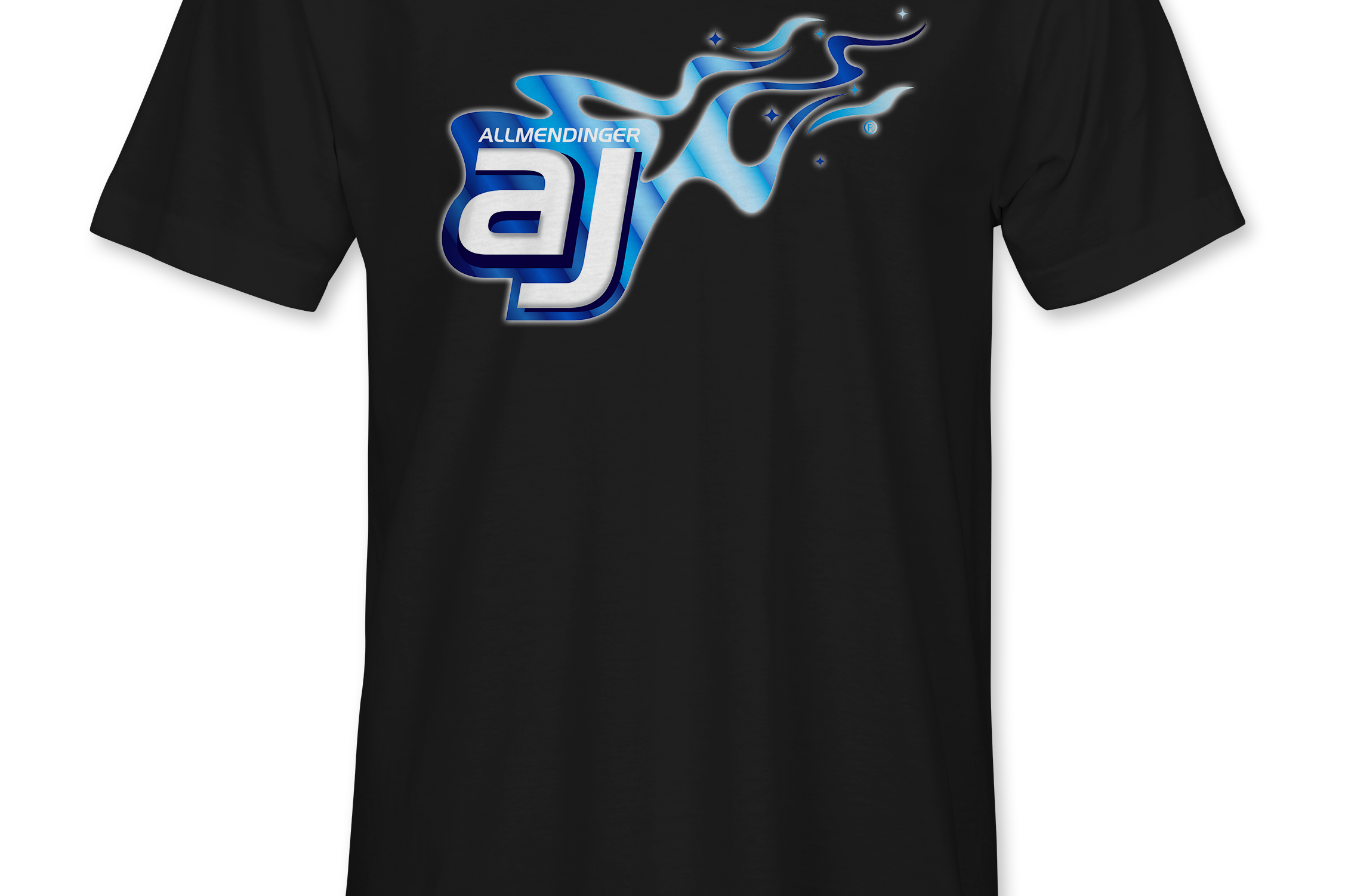 AJ Allmendinger - Basic Tee Blue Flame Logo Black Acid Apparel