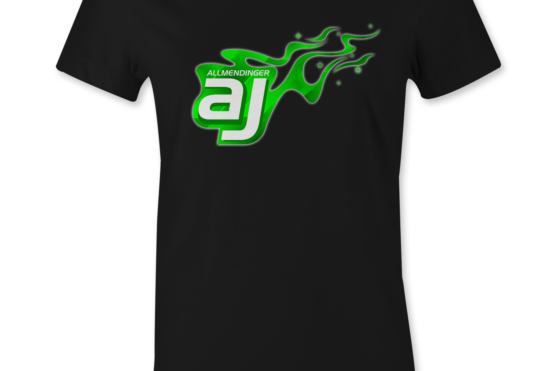 AJ Allmendinger - Women's Basic Tee Green Flame Logo Black Acid Apparel