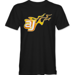 AJ Allmendinger - Basic Tee Orange Flame Logo Black Acid Apparel