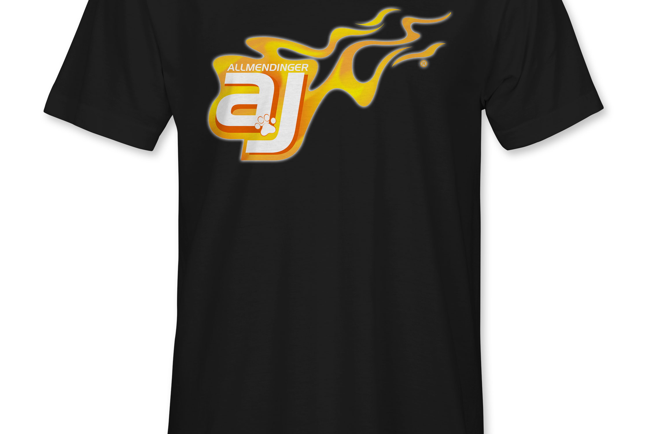 AJ Allmendinger - Basic Tee Orange Flame Logo Black Acid Apparel