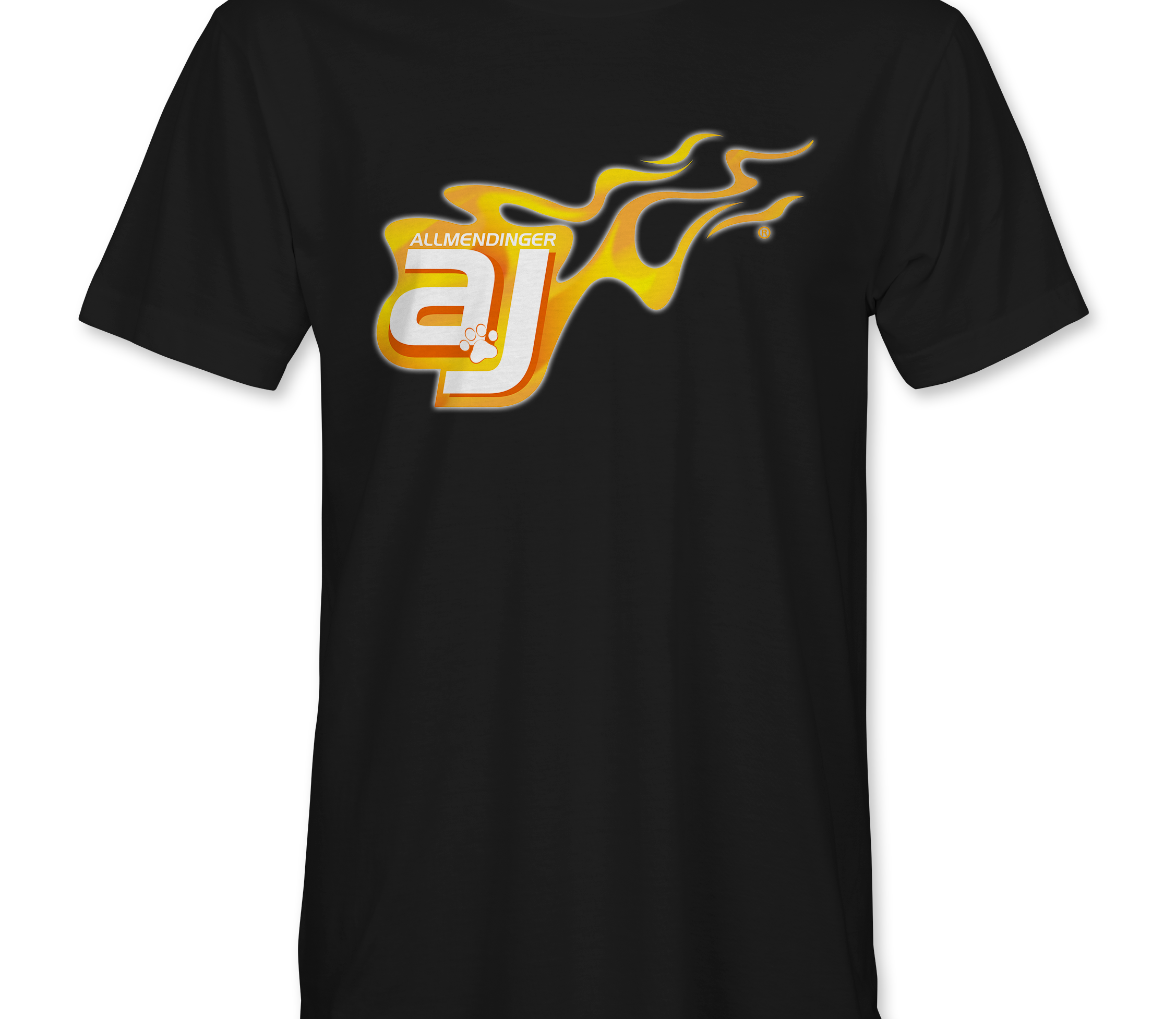 AJ Allmendinger - Basic Tee Orange Flame Logo Black Acid Apparel