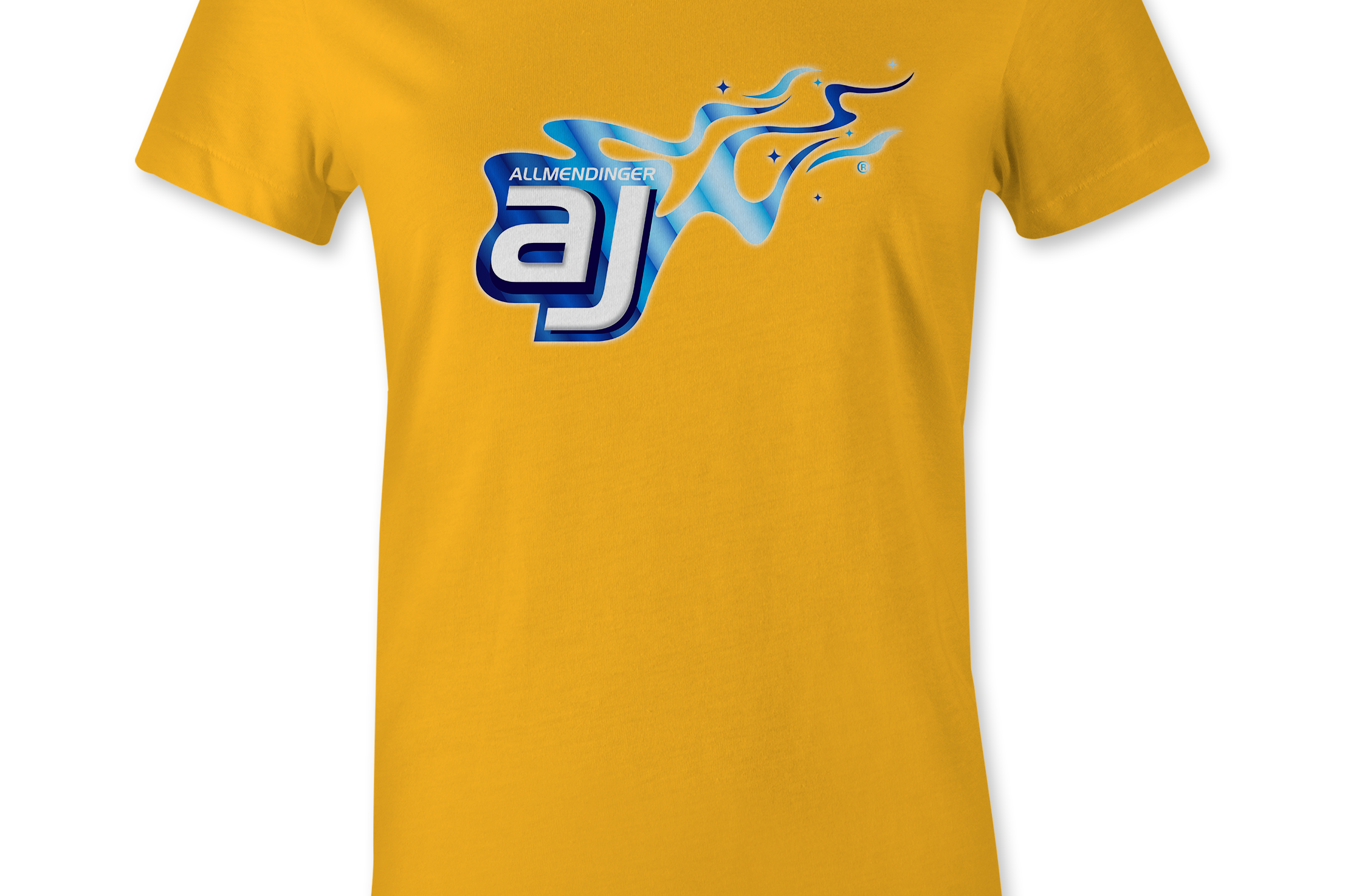 AJ Allmendinger - Women's Basic Tee Blue Flame Logo Black Acid Apparel