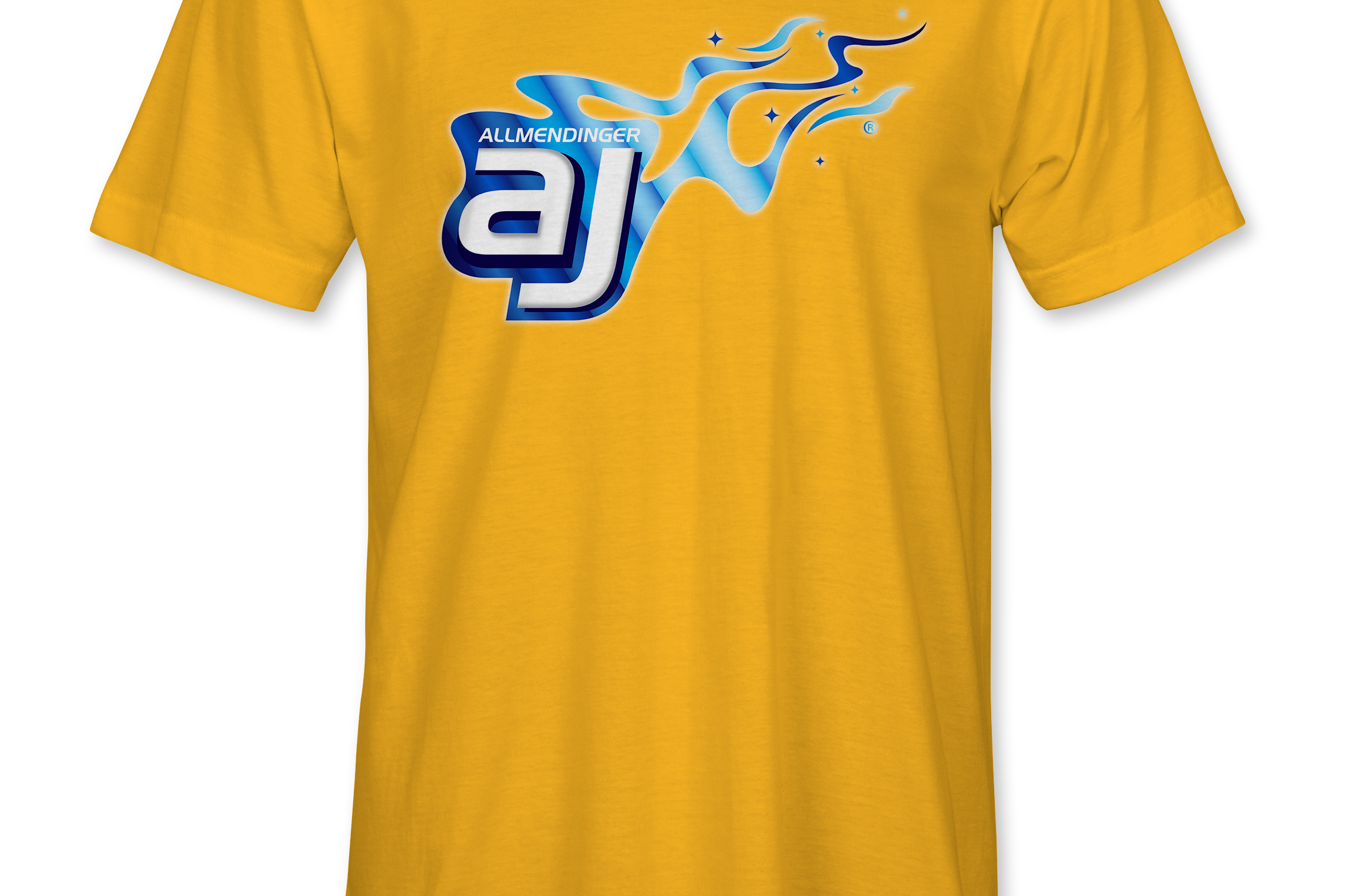 AJ Allmendinger - Basic Tee Blue Flame Logo Black Acid Apparel