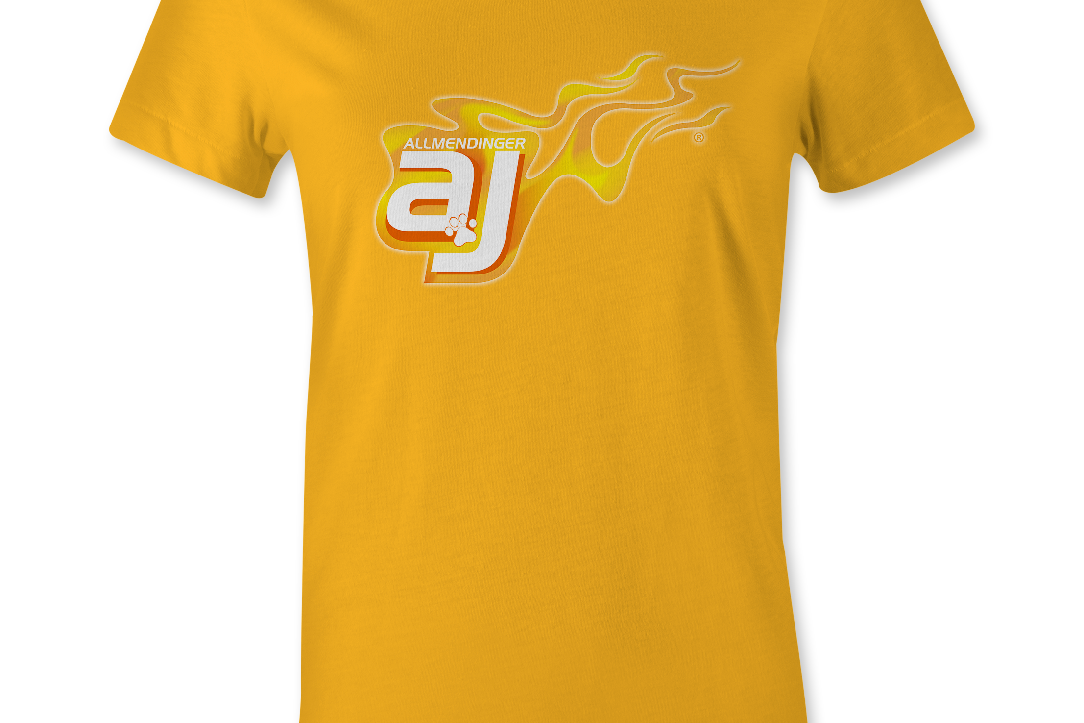 AJ Allmendinger - Women's Basic Tee Orange Flame Logo Black Acid Apparel