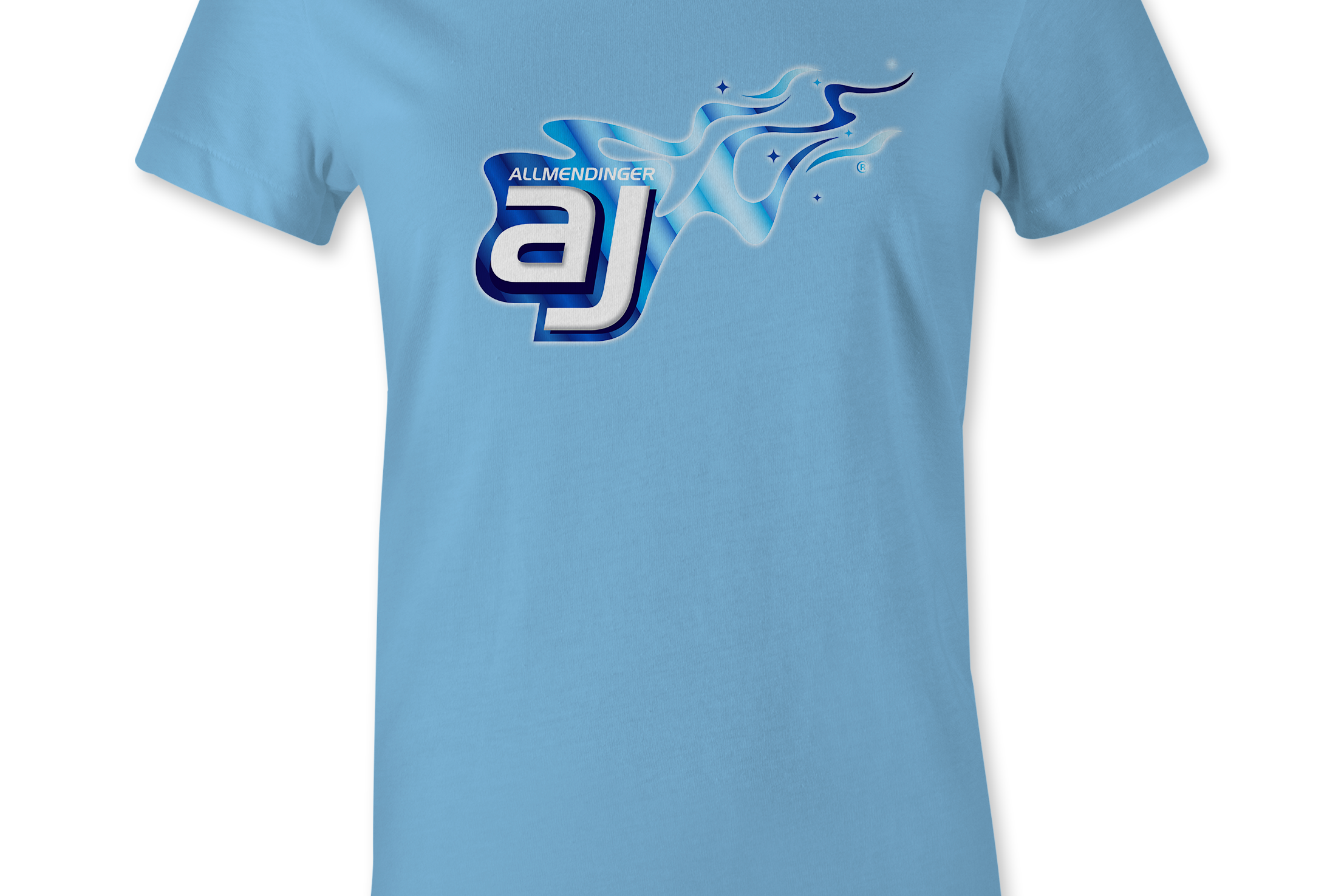 AJ Allmendinger - Women's Basic Tee Blue Flame Logo Black Acid Apparel