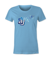 AJ Allmendinger - Women's Basic Tee Blue Flame Logo Black Acid Apparel