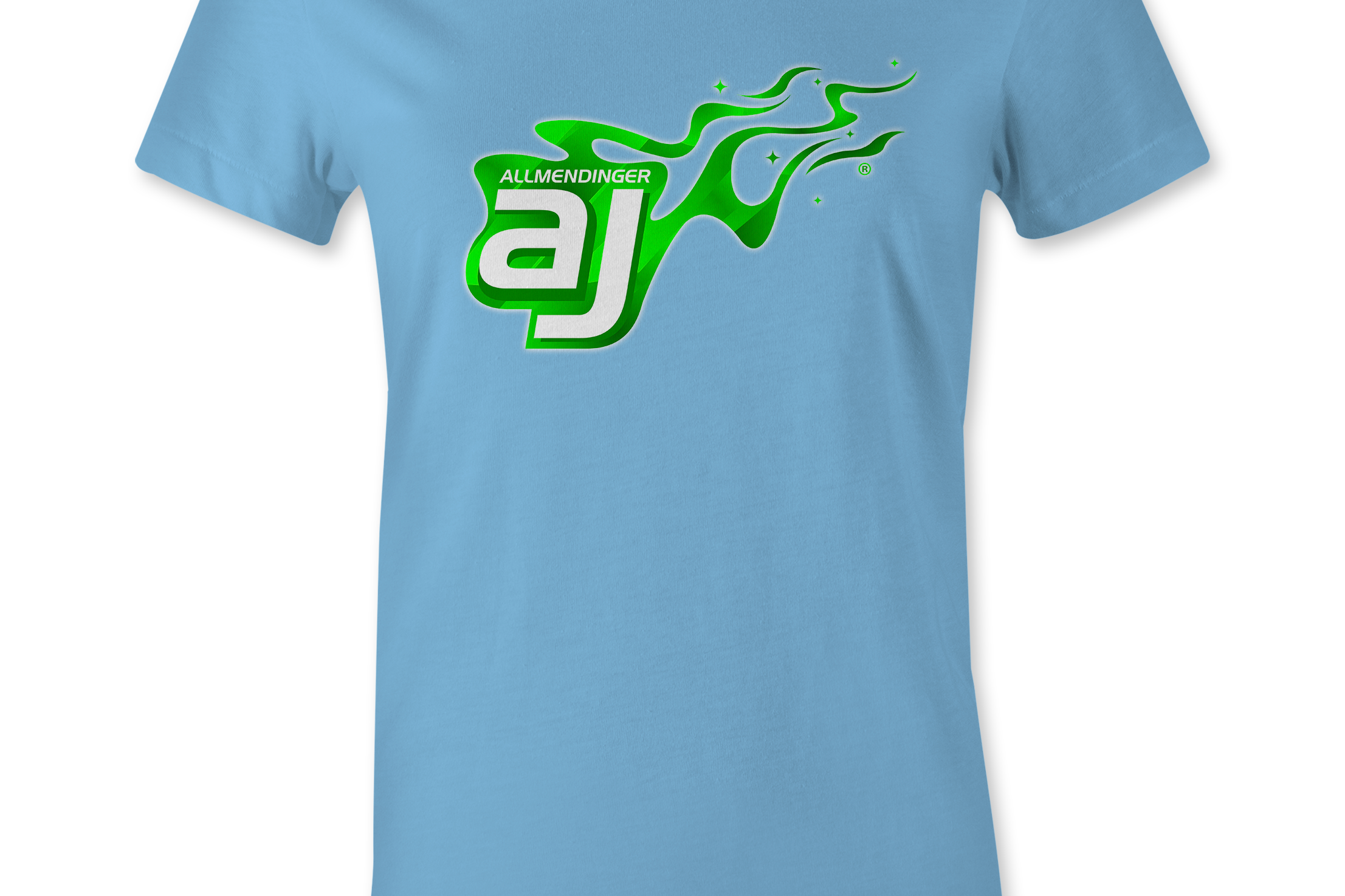 AJ Allmendinger - Women's Basic Tee Green Flame Logo Black Acid Apparel