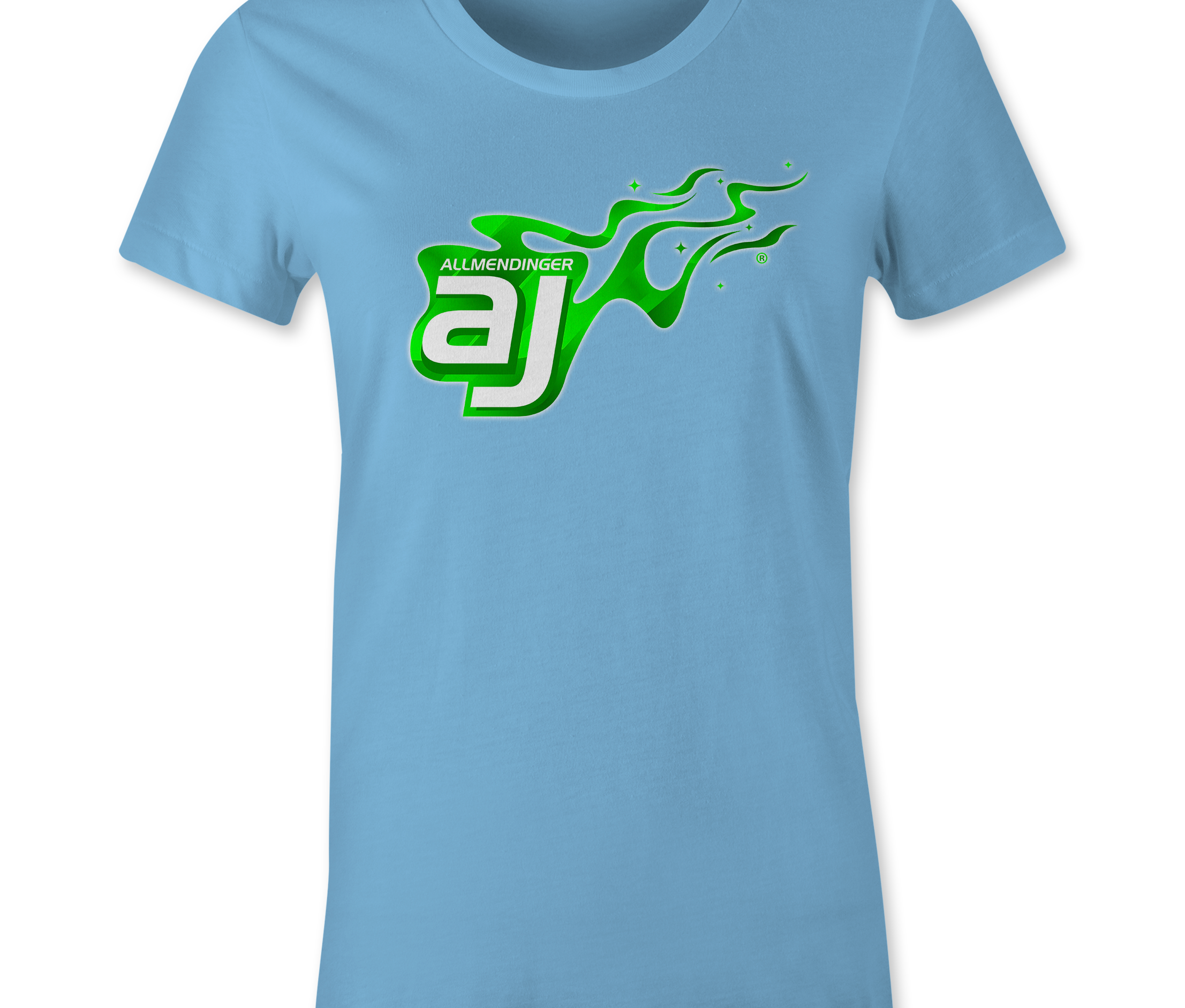 AJ Allmendinger - Women's Basic Tee Green Flame Logo Black Acid Apparel
