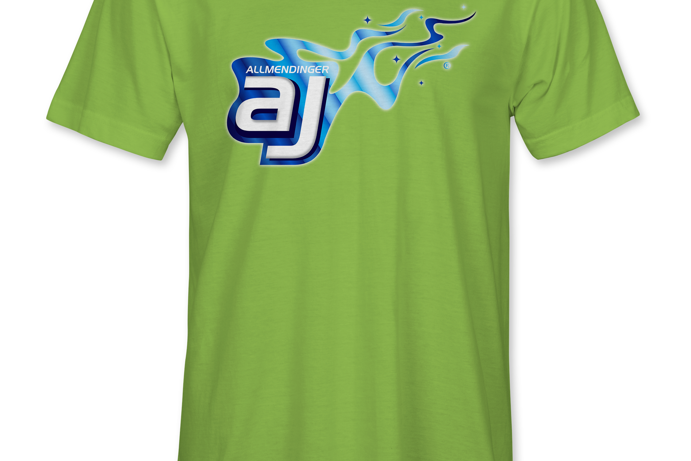 AJ Allmendinger - Basic Tee Blue Flame Logo Black Acid Apparel