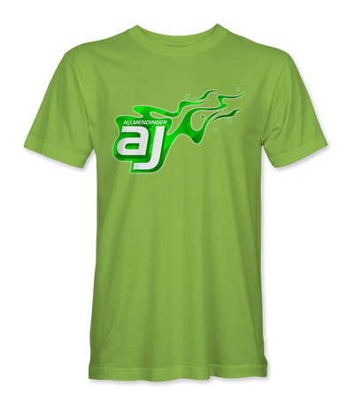 AJ Allmendinger - Basic Tee Green Flame Logo Black Acid Apparel