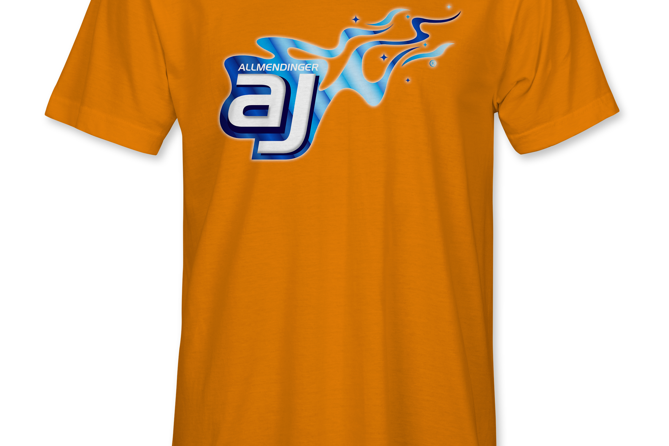 AJ Allmendinger - Basic Tee Blue Flame Logo Black Acid Apparel