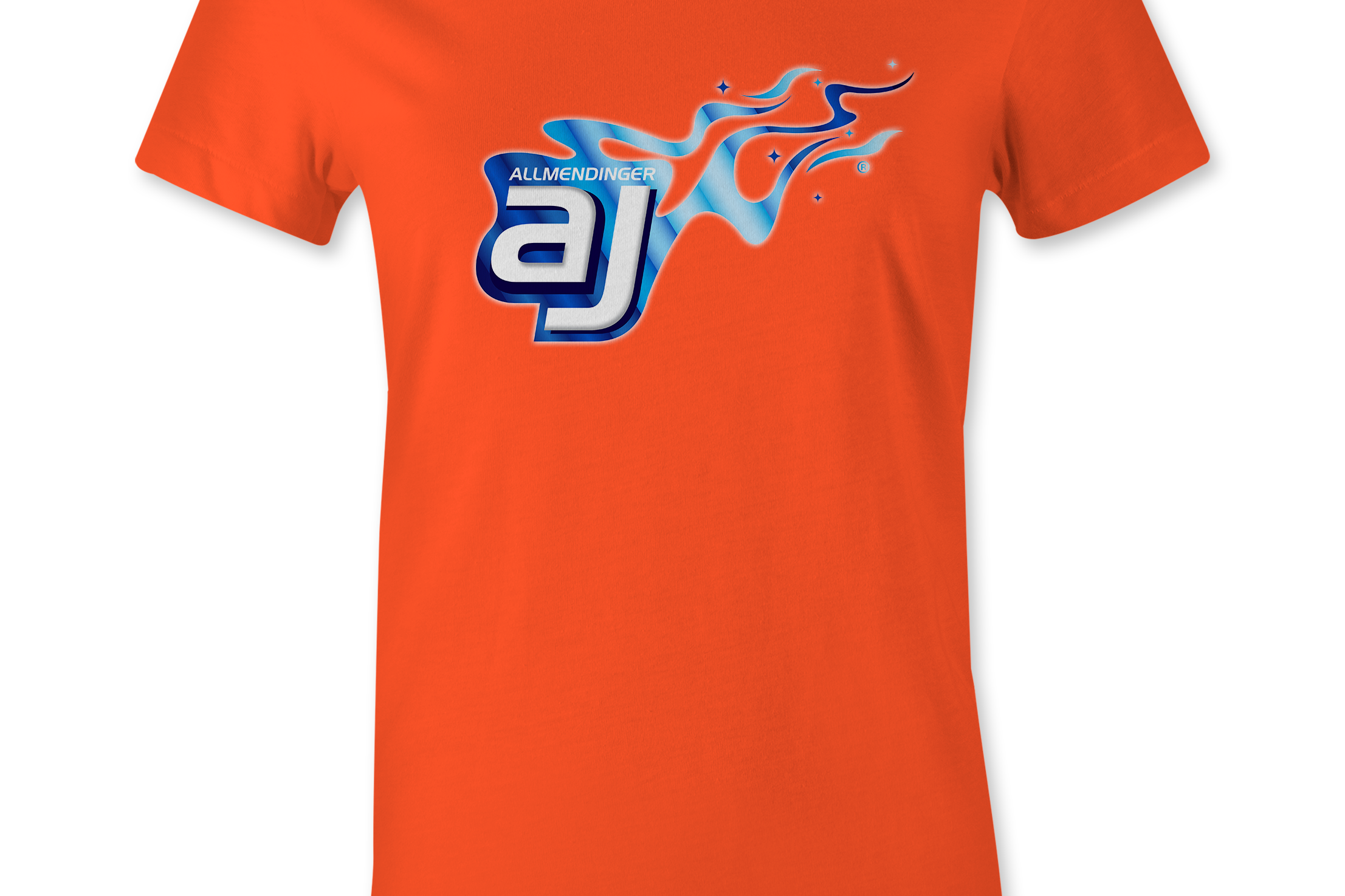 AJ Allmendinger - Women's Basic Tee Blue Flame Logo Black Acid Apparel