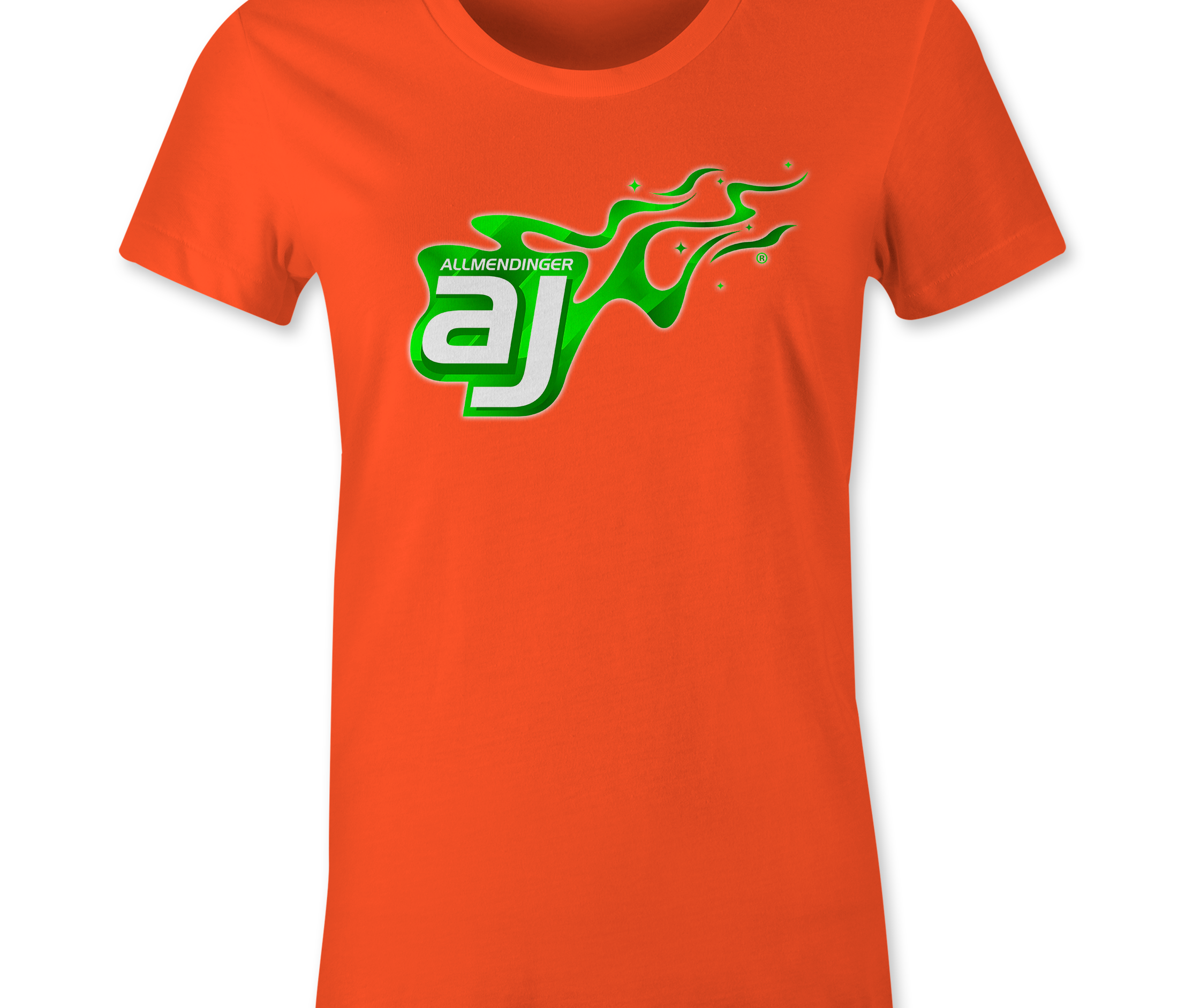 AJ Allmendinger - Women's Basic Tee Green Flame Logo Black Acid Apparel