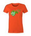 AJ Allmendinger - Women's Basic Tee Green Flame Logo Black Acid Apparel