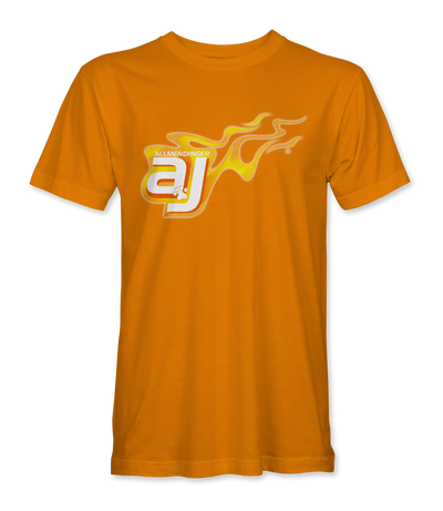 AJ Allmendinger - Basic Tee Orange Flame Logo Black Acid Apparel