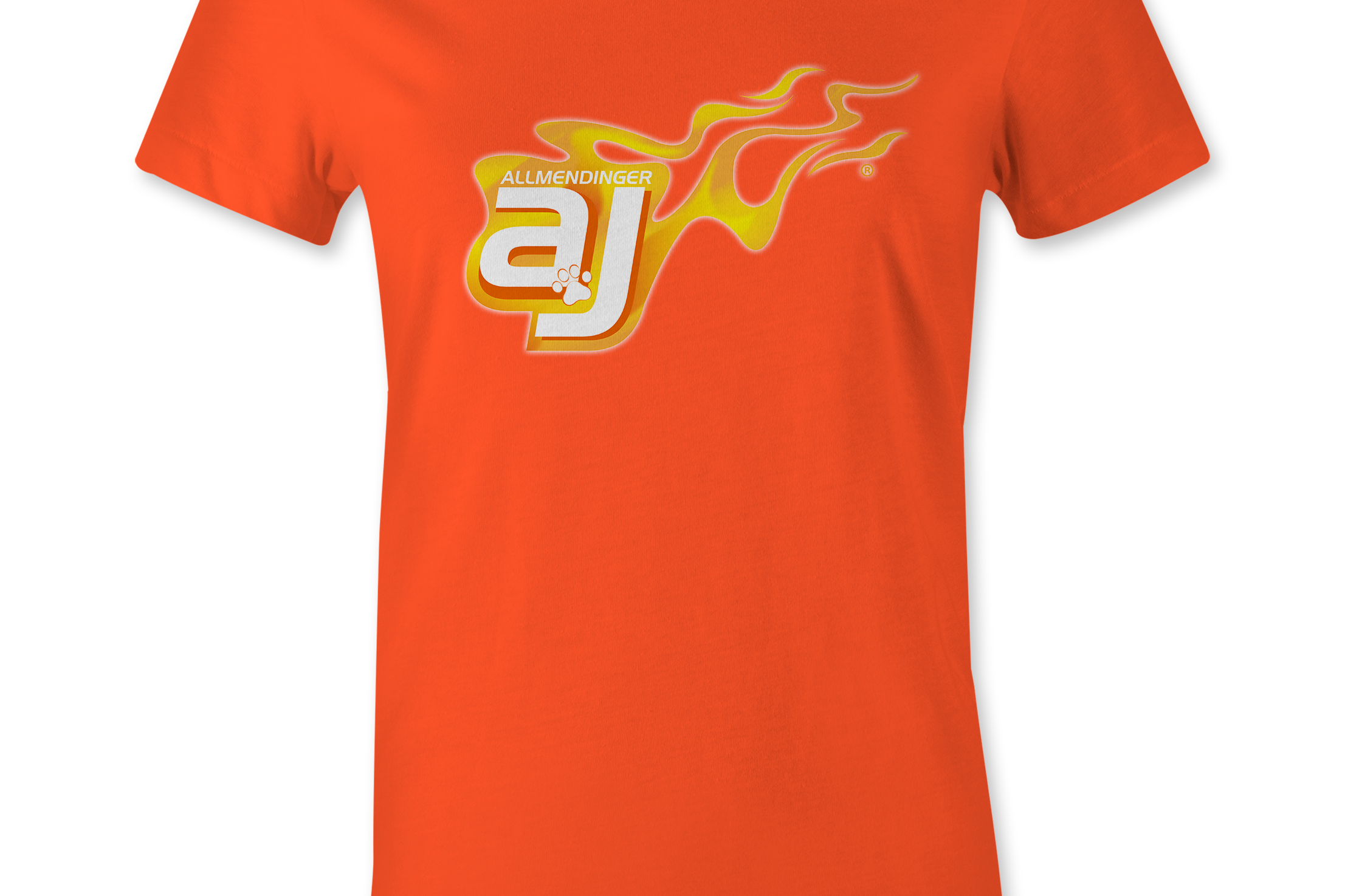 AJ Allmendinger - Women's Basic Tee Orange Flame Logo Black Acid Apparel