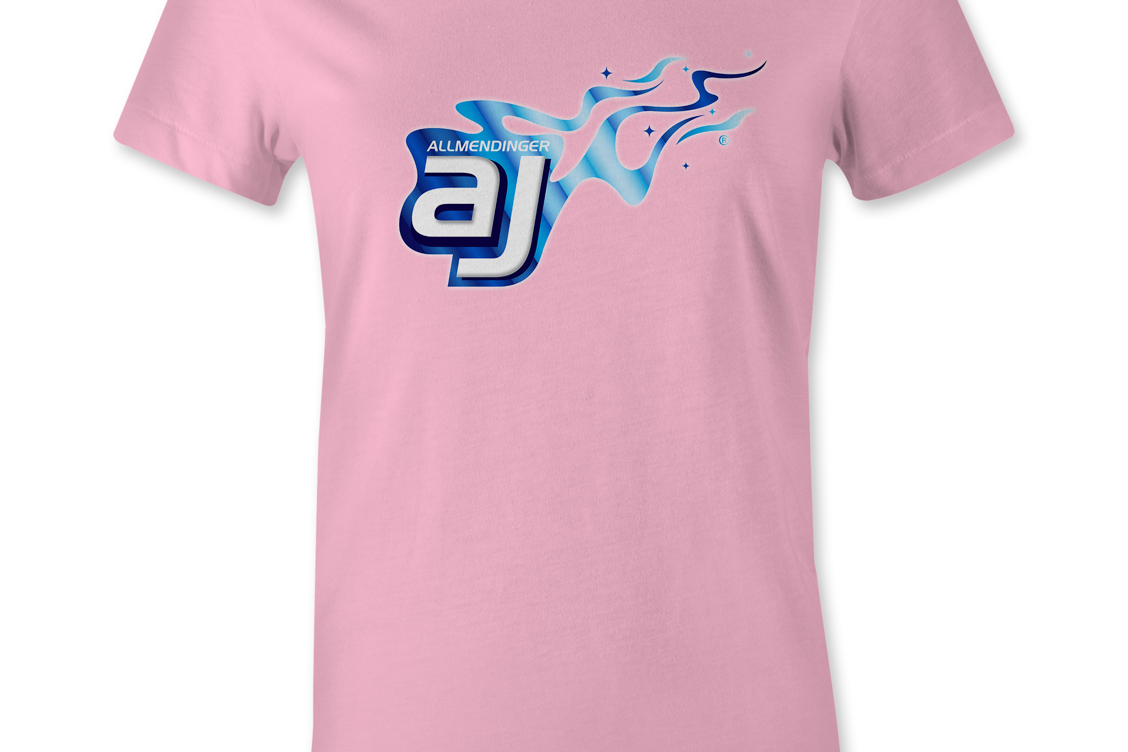 AJ Allmendinger - Women's Basic Tee Blue Flame Logo Black Acid Apparel