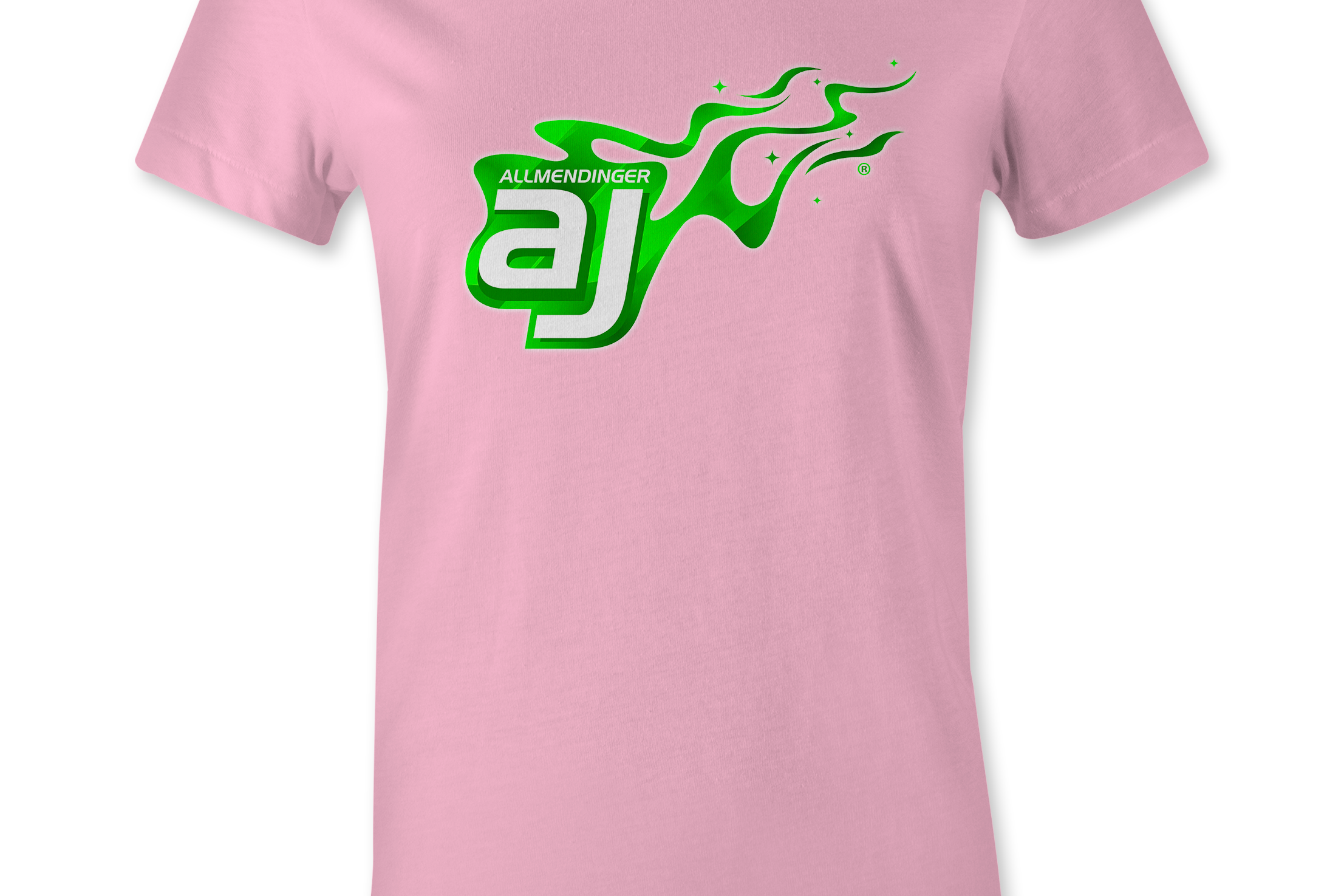 AJ Allmendinger - Women's Basic Tee Green Flame Logo Black Acid Apparel
